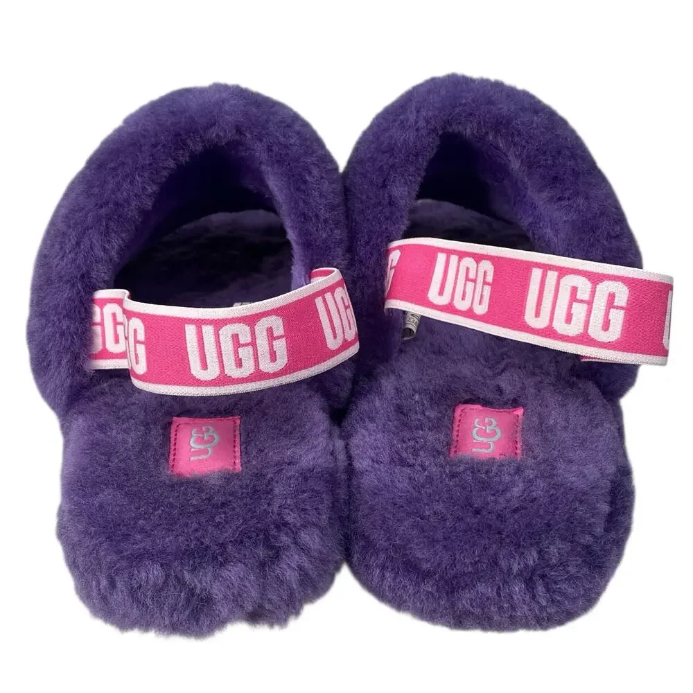 UGG Kids Fluff Yeah Purple Shearling Sandal Slipper Size US 6